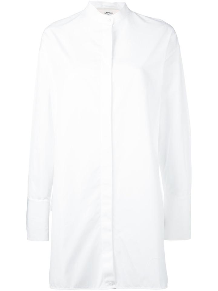 Ports 1961 - Long Band Collar Shirt - Women - Cotton - 42, White, Cotton