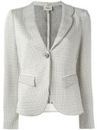 Armani Collezioni Houndstooth Blazer, Women's, Size: 48, Nude/neutrals, Polyamide/spandex/elastane/viscose