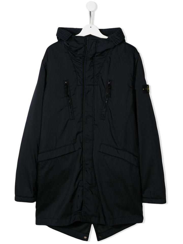 Stone Island Junior Teen Hooded Padded Coat - Blue