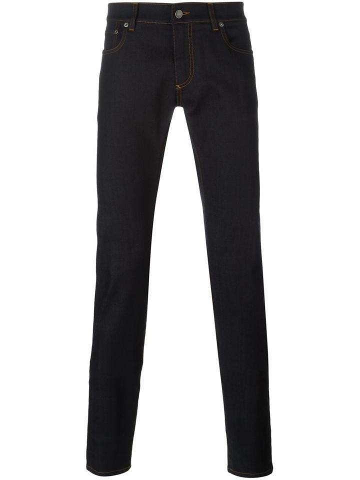 Dolce & Gabbana Straight Leg Jeans, Men's, Size: 50, Blue, Cotton/spandex/elastane