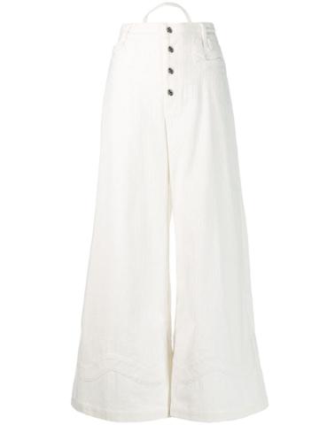 House Of Sunny Flared Leg Corduroy Pants - White