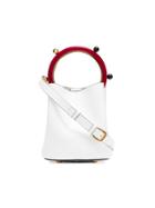 Marni White And Red Pannier Leather Bucket Bag