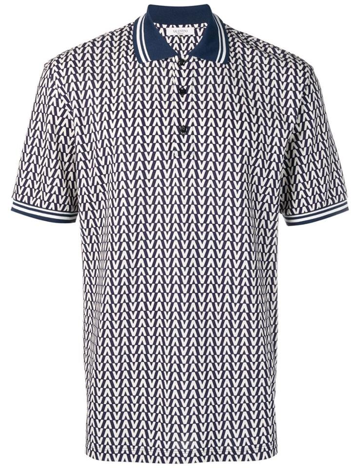 Valentino Optical V Print Polo Shirt - Blue
