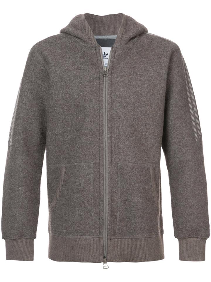 Wings+horns Zipped Hoodie - Brown