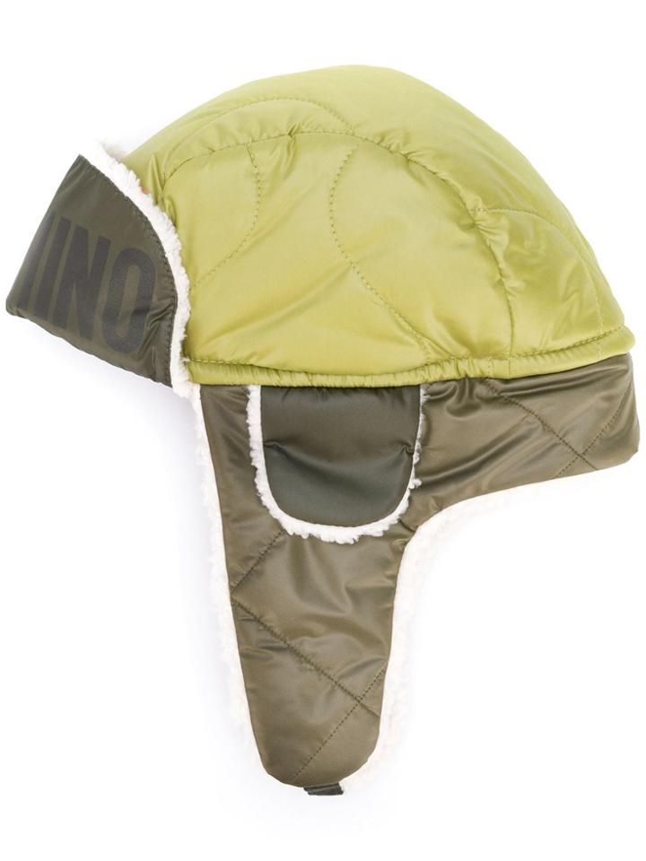 Moschino Logo-print Faux Fur-trimmed Hat - Green