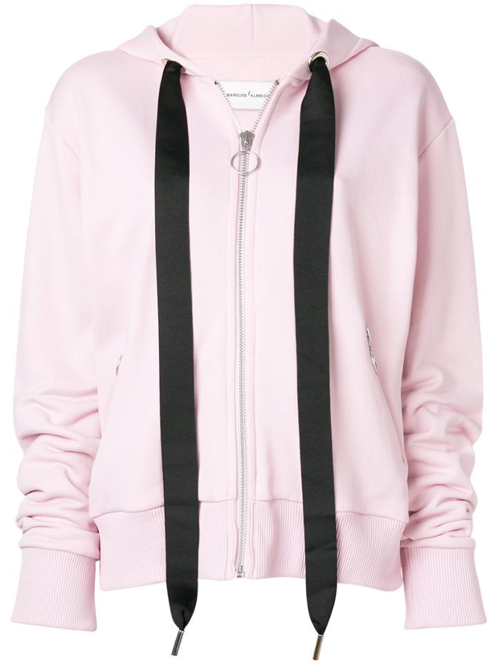 Marques'almeida Oversized Drawstring Zipped Hoodie - Pink & Purple
