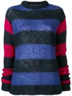 Rokh Striped Colour Block Sweater - Blue