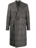 Canali Houndstooth Check Double-breasted Coat - Grey