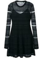 Mcq Alexander Mcqueen Geometric Knitted Skater Dress, Women's, Size: Small, Black, Viscose/silk/polyamide