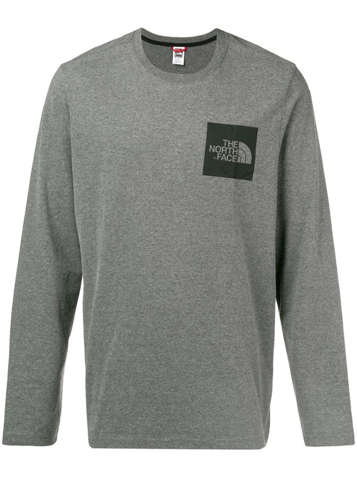 The North Face Logo Print Long Sleeve T-shirt - Grey