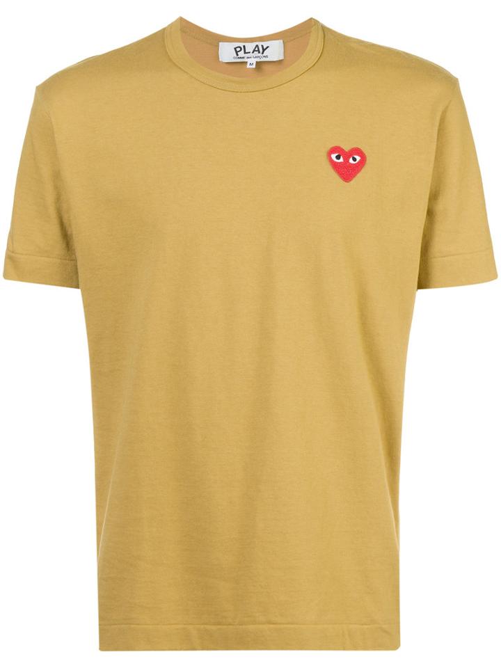 Comme Des Garçons Play - Heart Patch T-shirt - Men - Cotton - M, Yellow/orange, Cotton