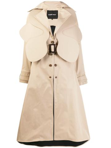 Robert Wun Textured Trench Coat - Neutrals
