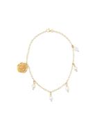 Ancient Greek Sandals Faux Pearl And Coin Anklet - Gold