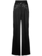 Christopher Kane Sequin Flower Satin Trousers - Black