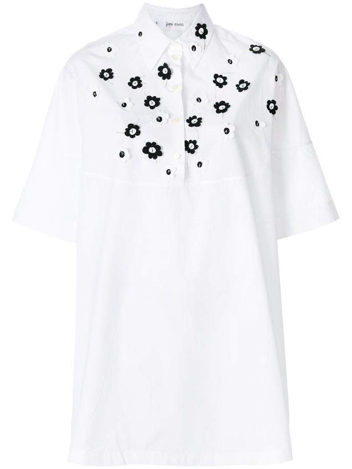 Jimi Roos Oversized Flower Appliqué Shirt - White
