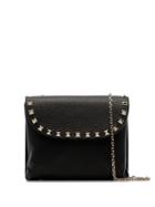 Valentino Garavani Black Curve Stud-embellished Grained-leather Bag