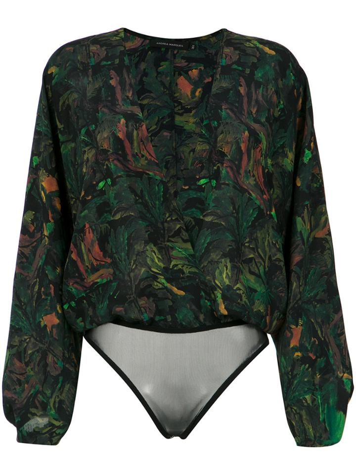 Andrea Marques Cache Coeur Printed Bodysuit - Green