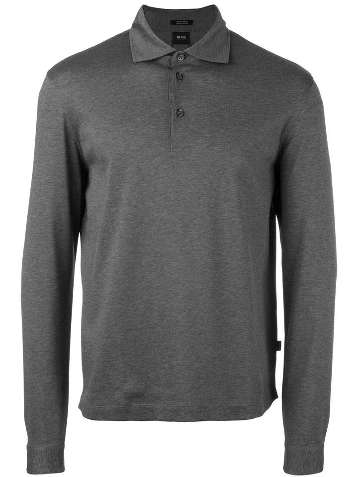 Boss Hugo Boss Longsleeved Polo Shirt, Men's, Size: Medium, Grey, Cotton
