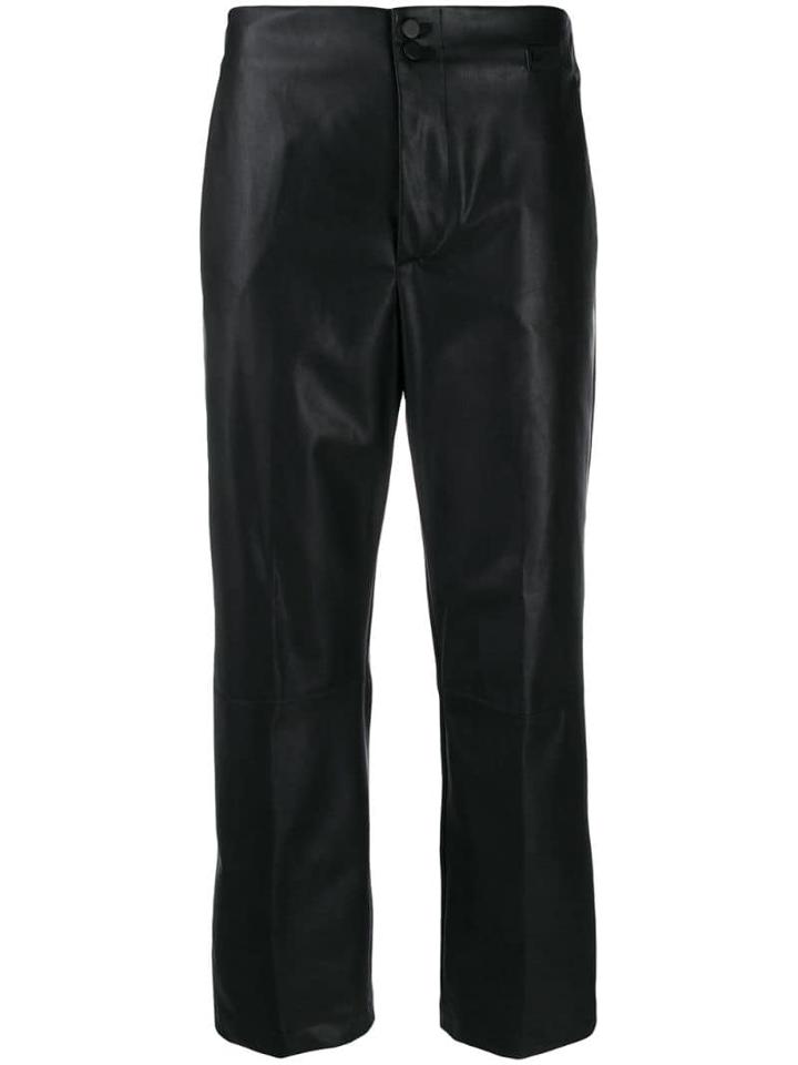 Be Blumarine Faux Leather Cropped Trousers - Black