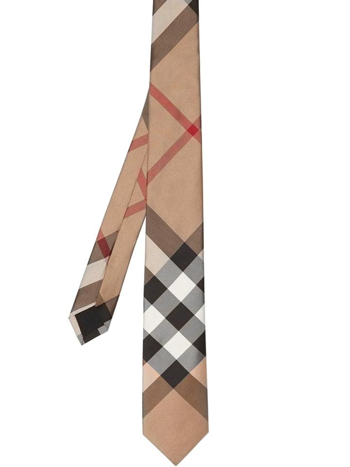 Burberry Modern Cut Check Silk Tie - Neutrals