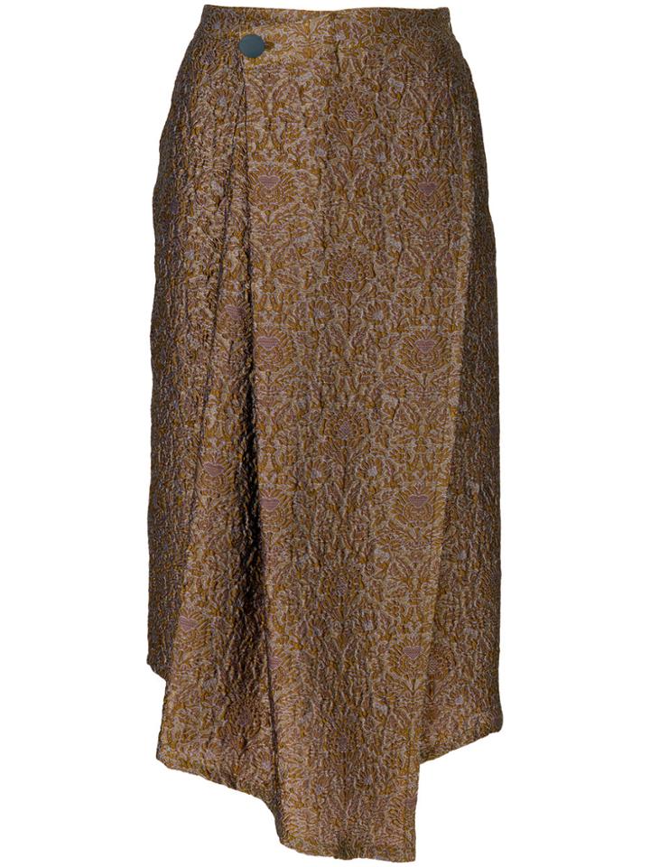 Christian Wijnants Asymmetric Floral Print Skirt - Brown