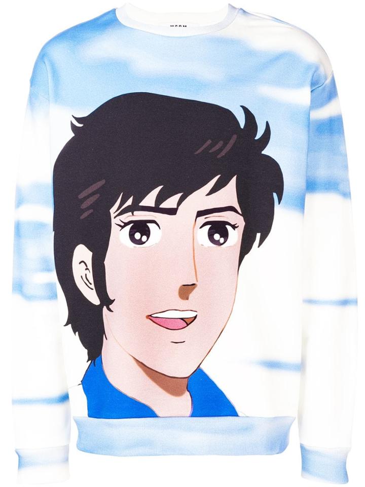 Msgm Anime Print Sweatshirt - Blue