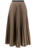 Prada Checked Pleated Midi Skirt - Neutrals