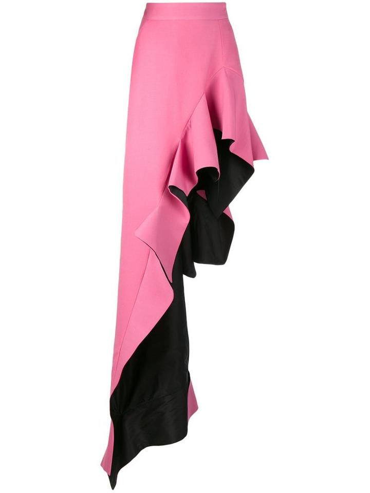 Ronald Van Der Kemp High Waisted Ruffle Asymmetric Skirt - Neutrals