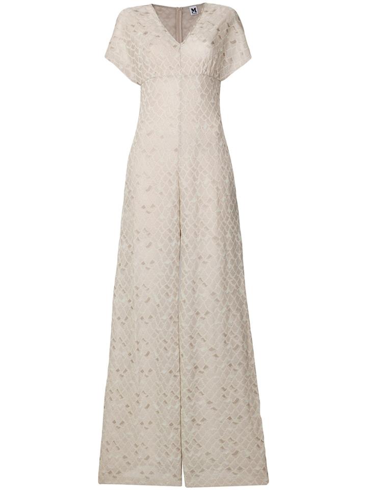 M Missoni Lurex Knit Wide Leg Jumpsuit - Nude & Neutrals