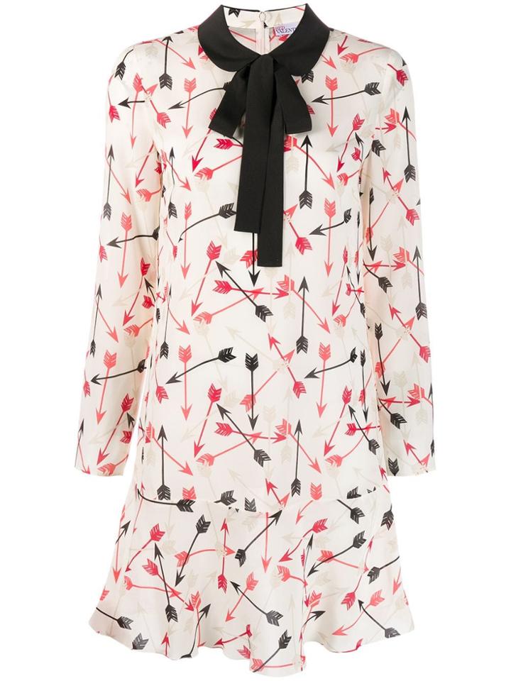 Red Valentino Pussy Bow Shift Dress - Neutrals