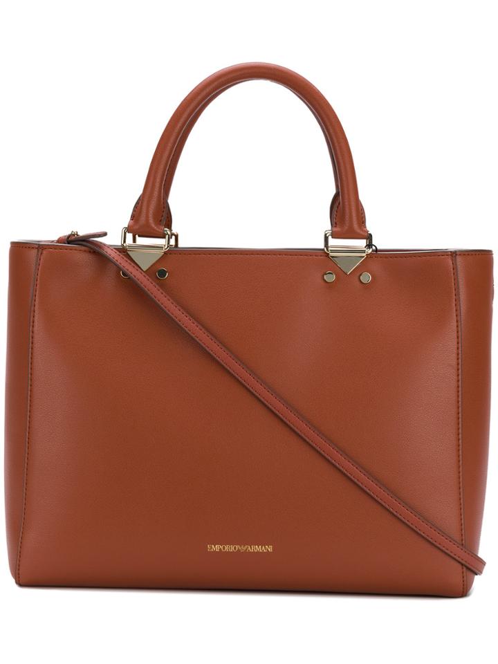 Emporio Armani Front Logo Tote Bag - Brown
