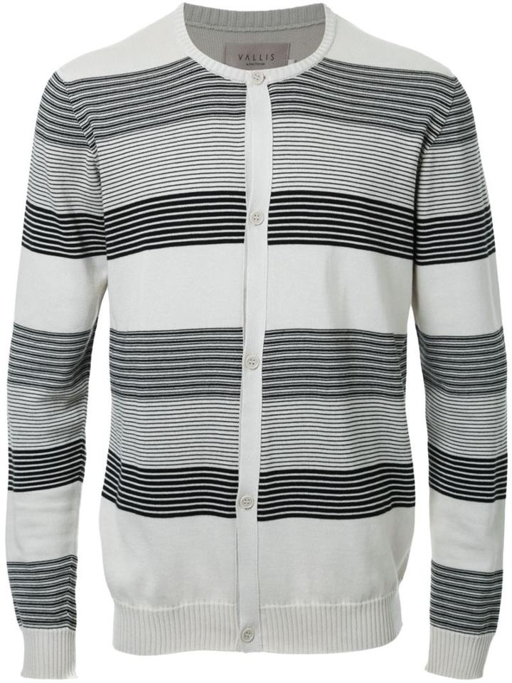 Factotum Striped Cardigan, Men's, Size: 46, White, Cotton