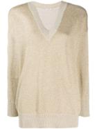 P.a.r.o.s.h. Metallized V-neck Jumper - Gold