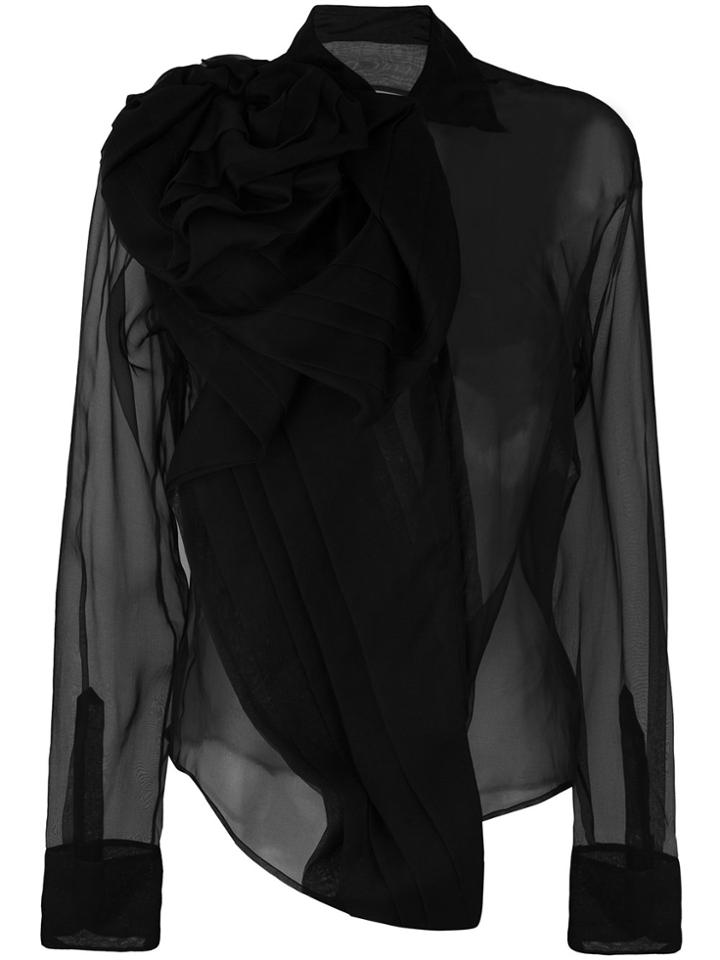Christian Dior Vintage Bow Sheer Blouse - Black