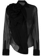 Christian Dior Vintage Bow Sheer Blouse - Black