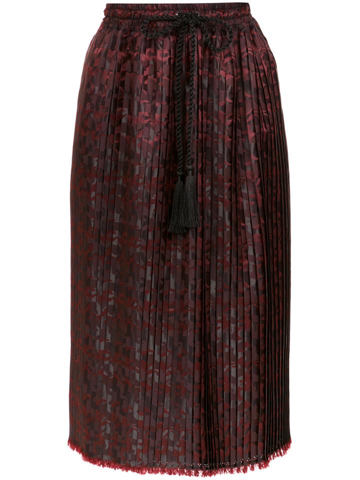 À La Garçonne Pleated Jacquard Skirt - Brown