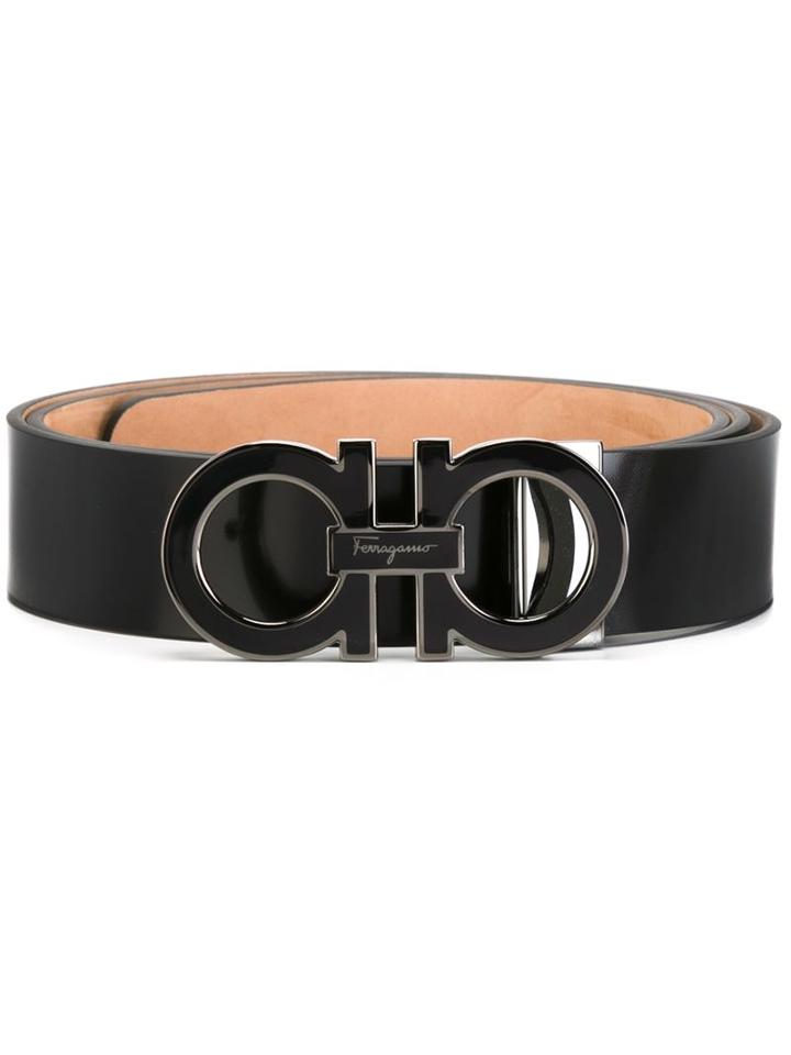 Salvatore Ferragamo Gancio Buckle Belt, Men's, Size: 95, Black, Calf Leather/metal (other)