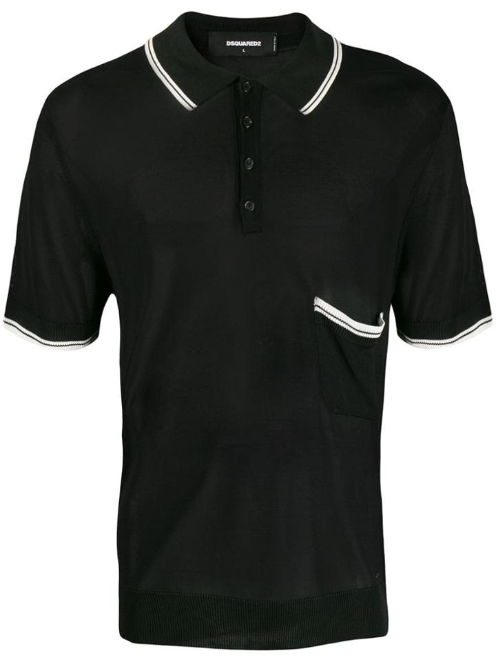 Dsquared2 Contrast Stripe Polo Shirt - Black