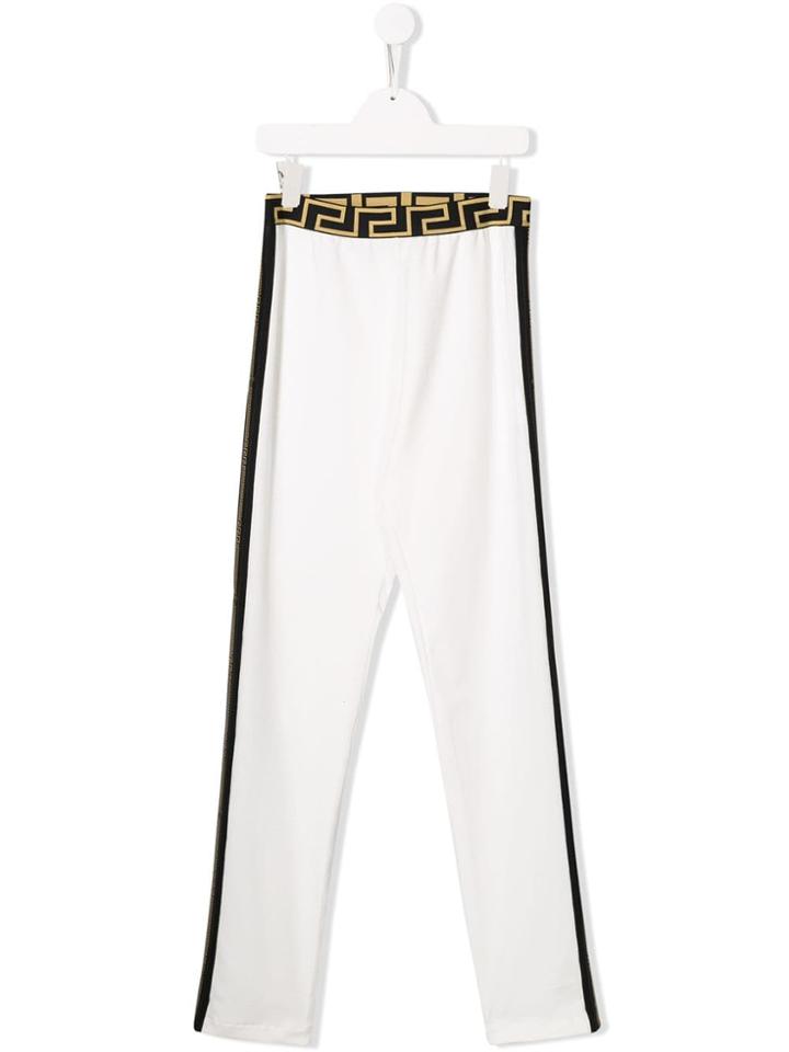 Young Versace Logo Printed Leggings - White