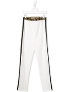 Young Versace Logo Printed Leggings - White