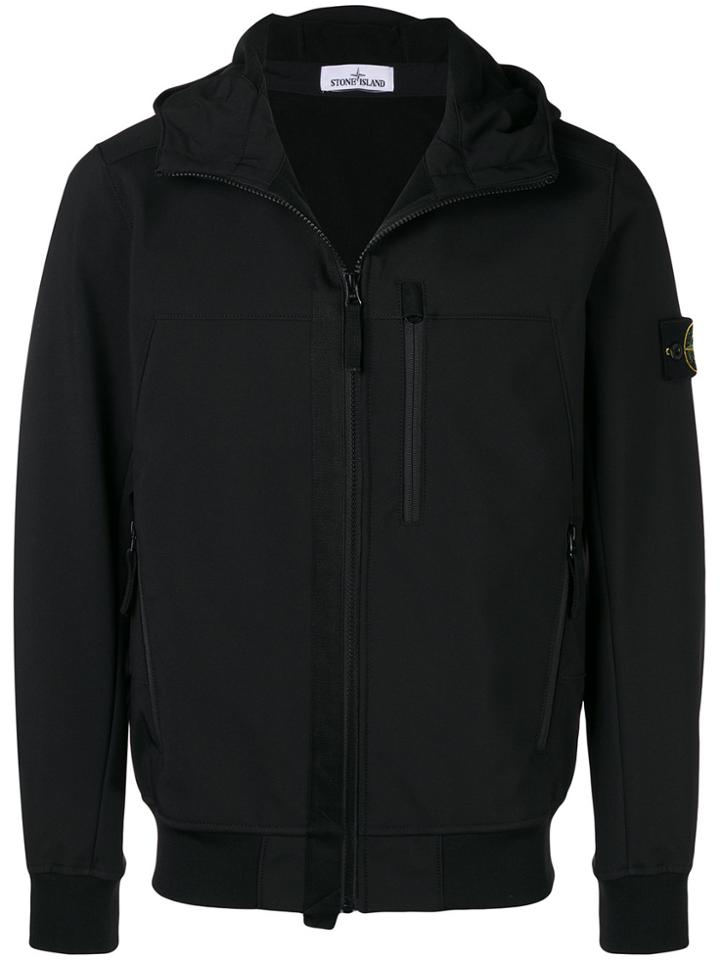 Stone Island Zipped Bomber Jacket - Black