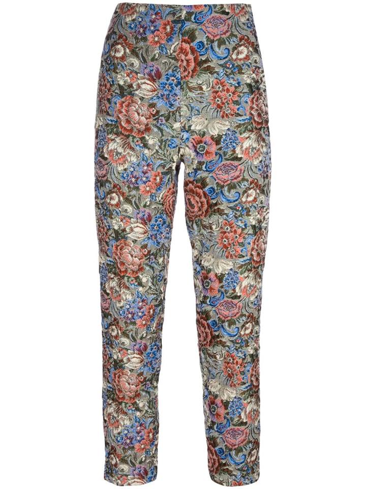 Ermanno Scervino Rose Jacquard Cropped Trousers - Multicolour