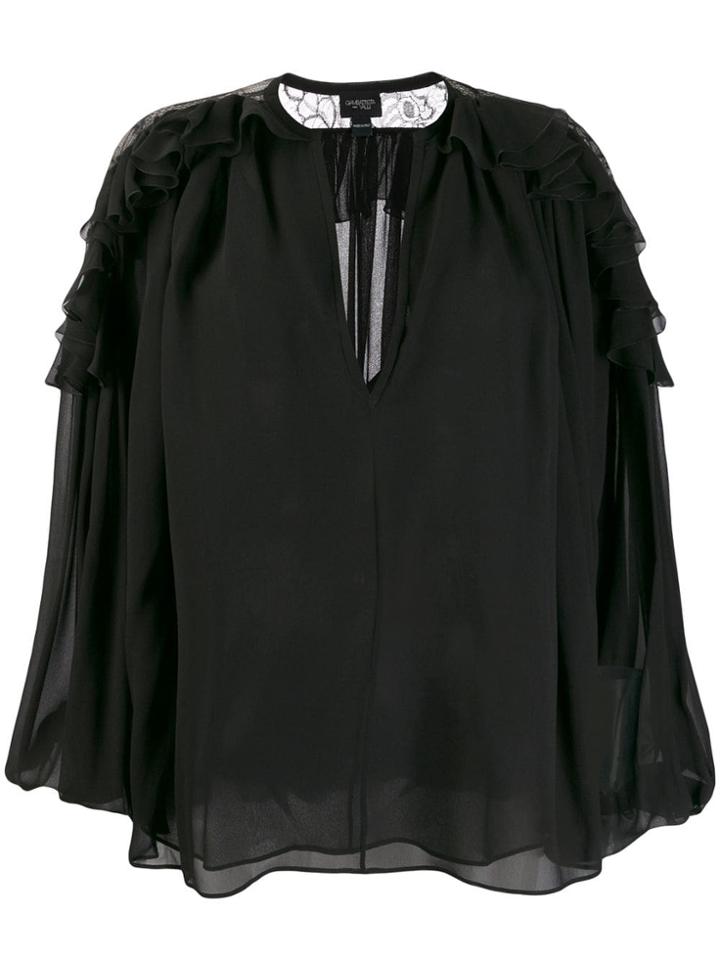 Giambattista Valli V-neck Ruffled Blouse - Black