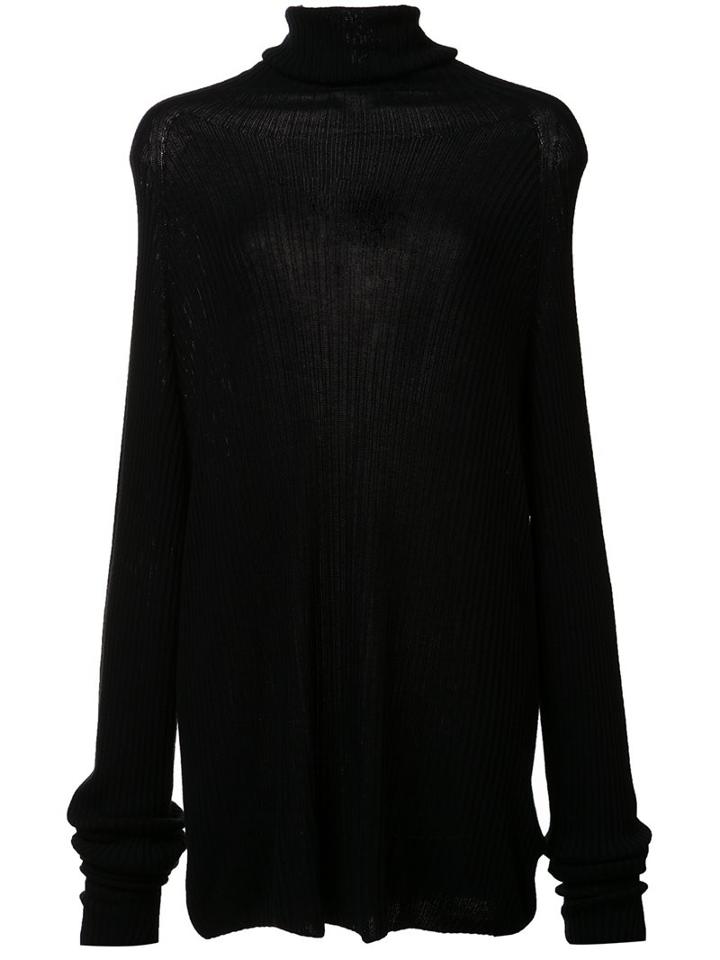 Yohji Yamamoto Seamless Turtleneck Jumper, Women's, Size: 2, Black, Silk/rayon