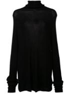 Yohji Yamamoto Seamless Turtleneck Jumper, Women's, Size: 2, Black, Silk/rayon