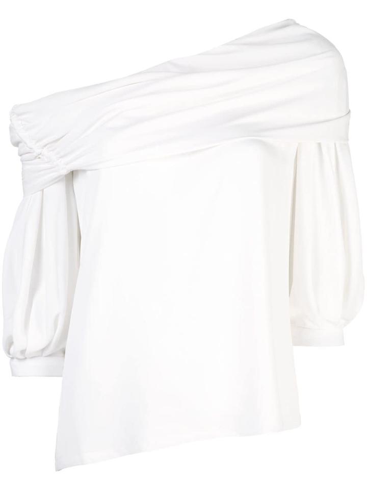 Josie Natori Voile One Shoulder Top - White