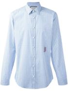 Gucci Snake Embroidered Gingham Shirt - Blue