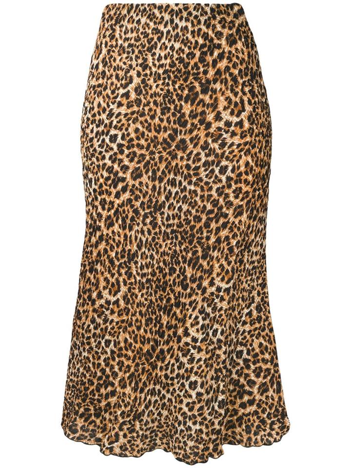 Nanushka Leopard Print Midi Skirt - Orange