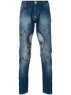 Philipp Plein - Embellished Skull Tapered Jeans - Men - Cotton/spandex/elastane/polyester - 31, Blue, Cotton/spandex/elastane/polyester