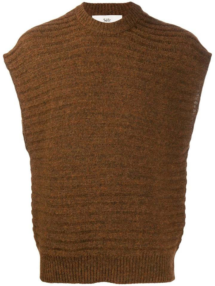 Séfr Crew-neck Knit Vest - Brown